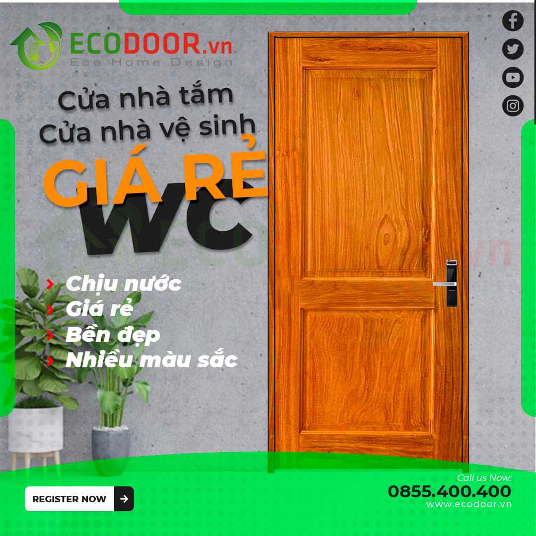 Ecodoor – Cửa nhà tắm, Cửa nhà vệ sinh, Wc, Cửa toilet giá rẻ GTN-2PNv